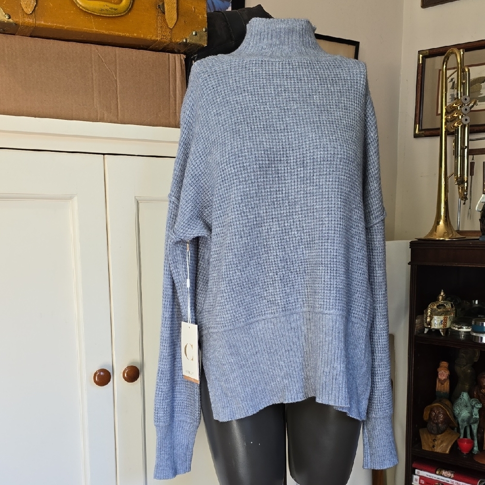 New w/ Tag Cyrus Sweater Size Small Mock Turtleneck Soft Poly Blend in Gray